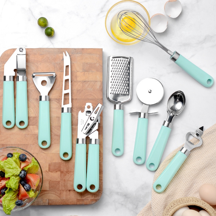 9 Pcs Kitchen Accessories Set Creative Stainless Steel Kitchen Appliance With Plastic Handle Kitchen Gadget Set